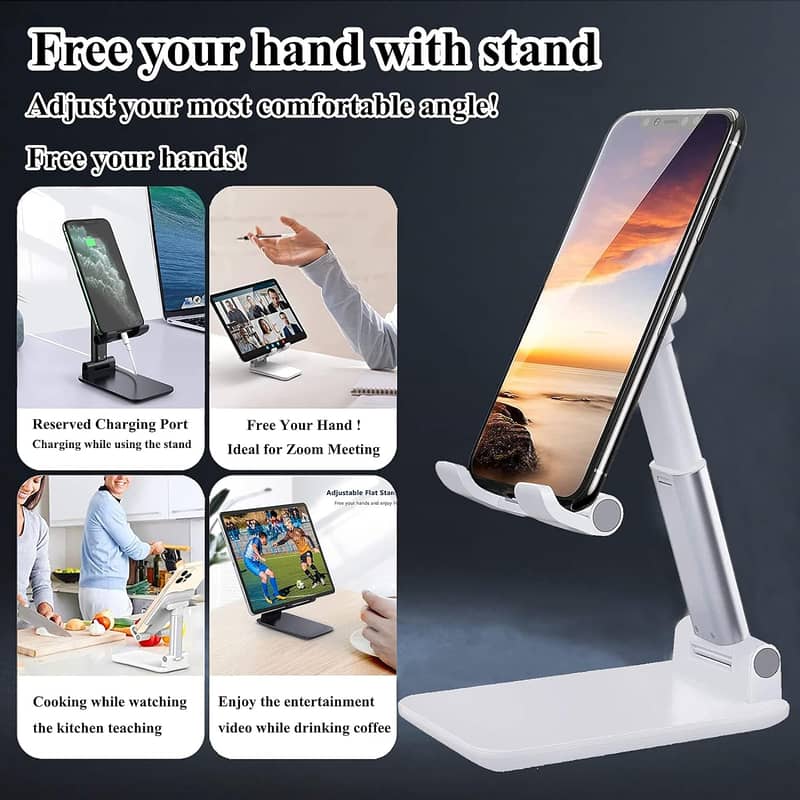 Phone Stand for Desk, Fully Foldable/Portable Phone Holder/Smartphone 4