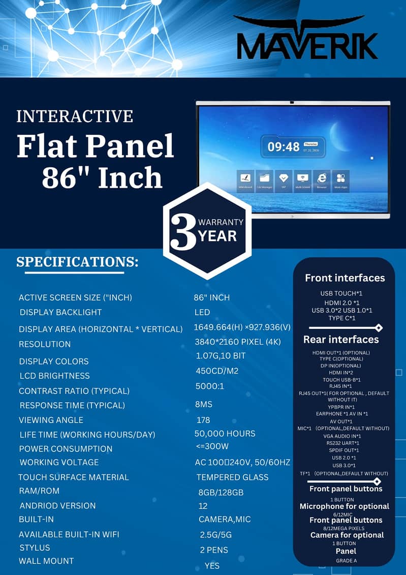 Maverik Interactive Flat panel | Touch Screen| LED | Maverik Brand 1