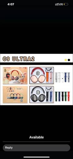 c9 ultra smart watch 7 straps + headphone