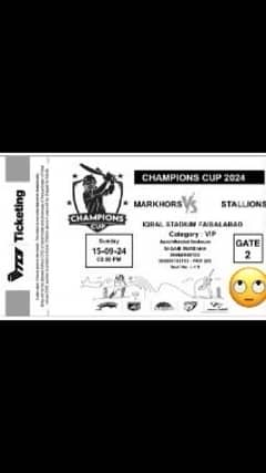 Champions cup tickets Markhors vs Stallions