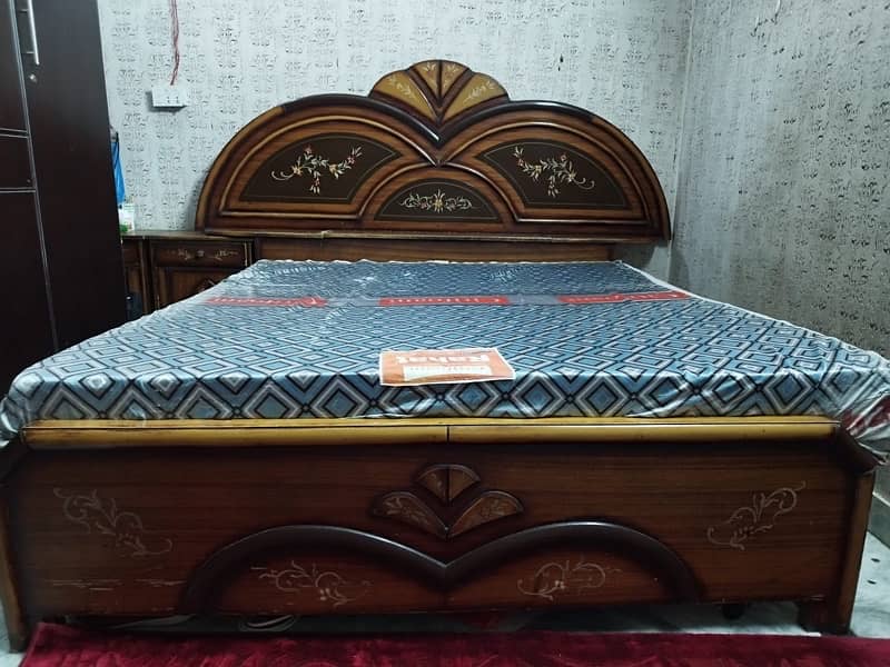 Pure Wooden Double Bed with Matress 0