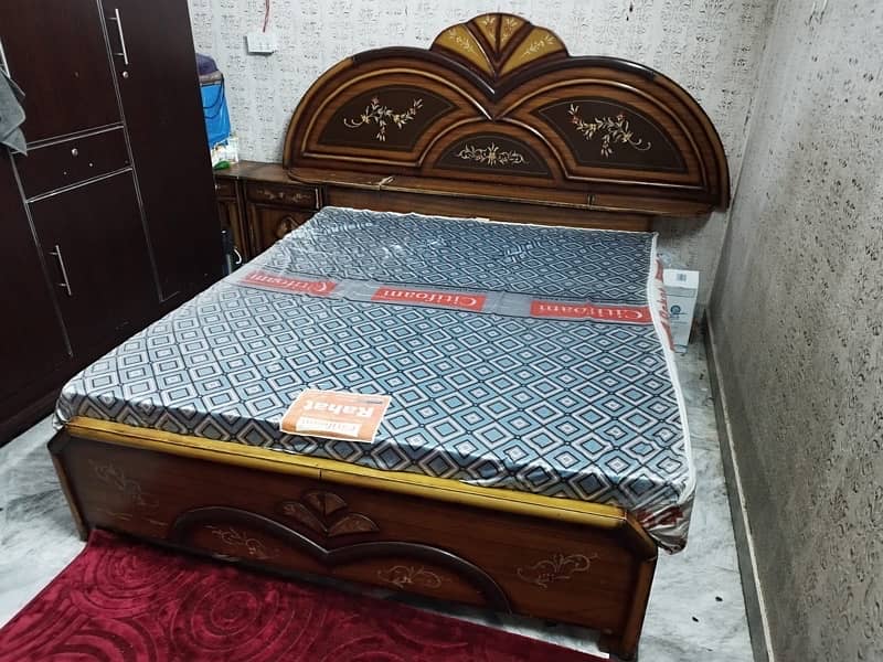 Pure Wooden Double Bed with Matress 1