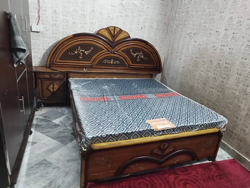 Pure Wooden Double Bed with Matress 2