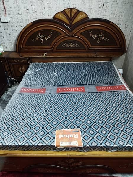 Pure Wooden Double Bed with Matress 3