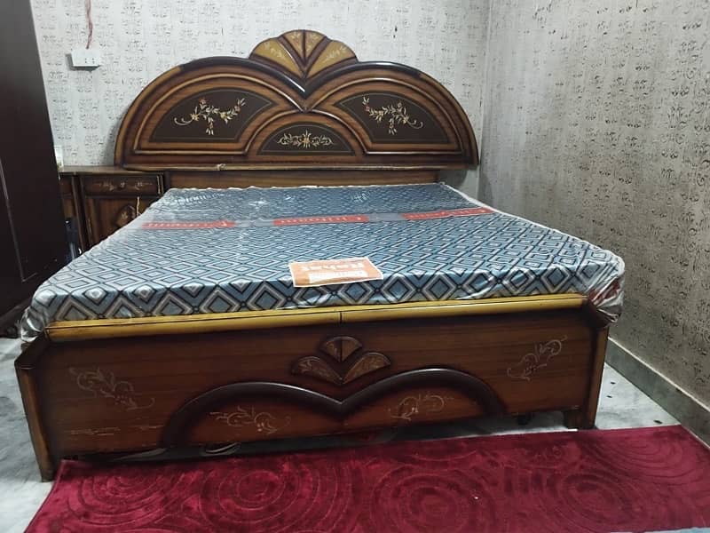 Pure Wooden Double Bed with Matress 5