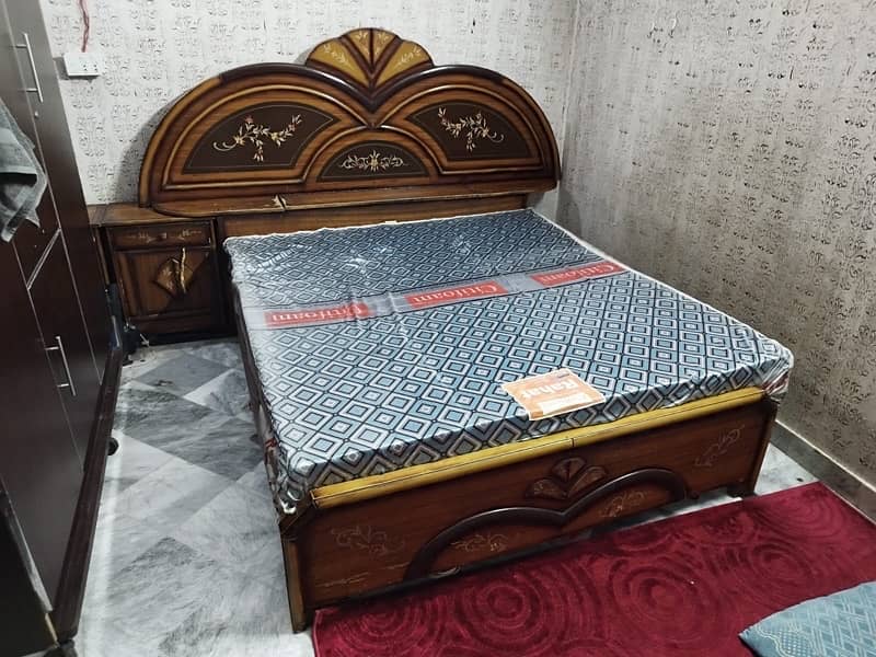 Pure Wooden Double Bed with Matress 6