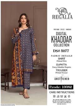 •  Fabric: Khaddar
•  Pattern: Digital Print