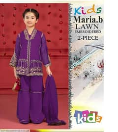 2 Pcs Girl Lawn embroidered unstitched suit