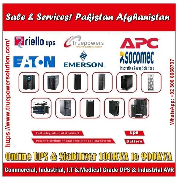 Tier 1 Online UPS Salicru Eaton Vertive APC Socomec 1-900KVA 3