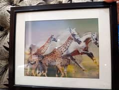 3D glass wall decor of horses and giraffe