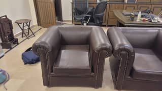 Leather Sofa Set, 2 seater + 2 single seaters