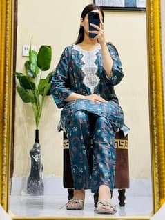 2 pc stitched embroidered lawn shirt and trouser 0