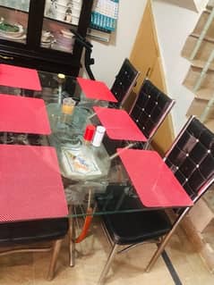 glass Dining Table with 6 Chairs 0