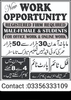 male and female staff required for office and homebase job 0