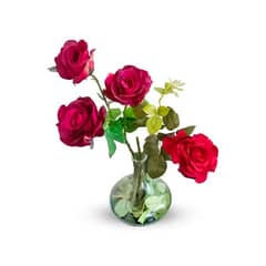 artificial flowers with vase. 0