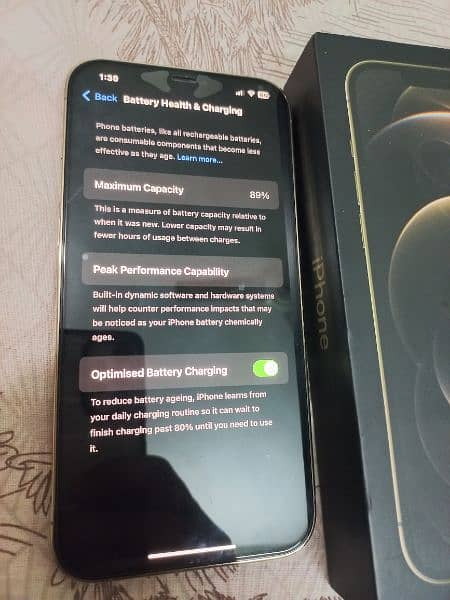 iphone 12 pro max 89% 128GB Bth Pta Aproved Gold  (03126034443) 5