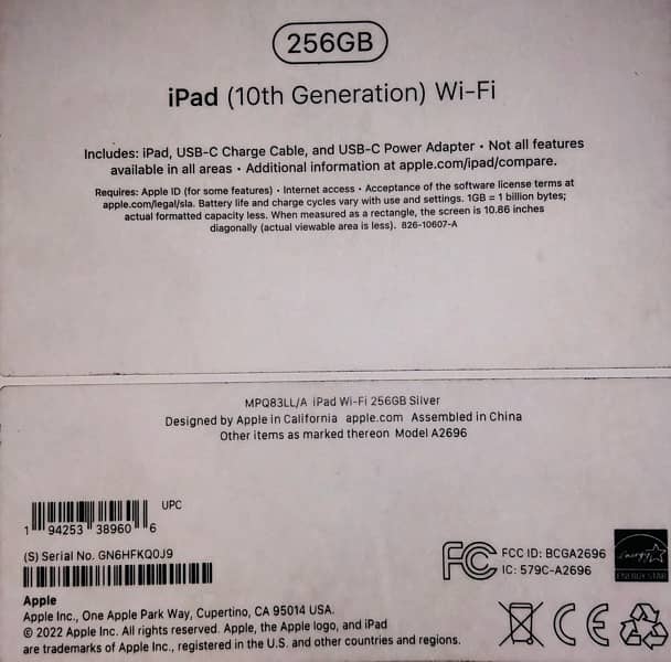 ipad 10th generation 256gb brand new box pack import from america 9