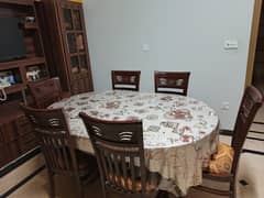 6-Seater Wooden Dining Table Set for Sale