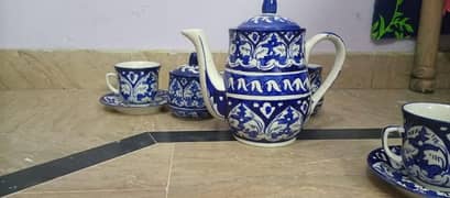 Blue Pottery Tea set | Crockery | Saucer | tea cups | Tea set |Tea pot