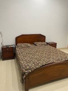 Double Bed with mattress & 2 side stool