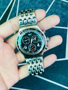 Swatch Swiss Made Original Stainless Steel Chronograph Watch 44mm Dial