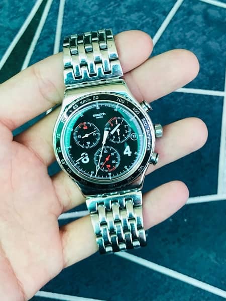 Swatch Swiss Made Original Stainless Steel Chronograph Watch 44mm Dial 0