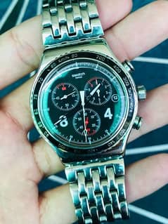 Swatch Swiss Made Original Stainless Steel Chronograph Watch 44mm Dial