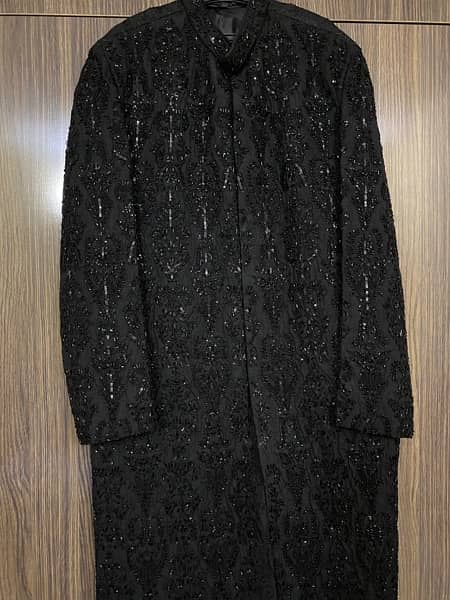 Black Sherwani with Kulha and Dress Handwork Cutdana 2