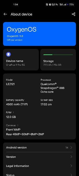 One plus 9 pro 5G 15