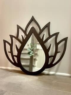 Bold Lotus Mirror | Floral Wooden Decor | Wooden Wall Mirror | Home