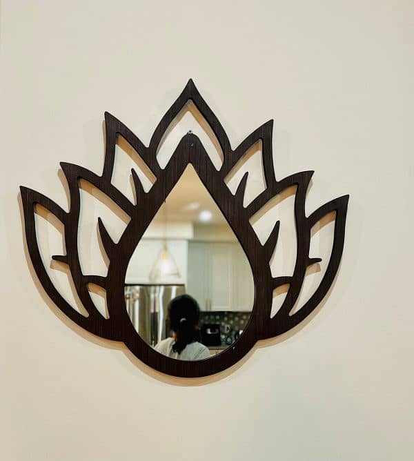 New Bold Lotus Mirror Floral Wooden Wall Decor Home Luxury Fashion 0