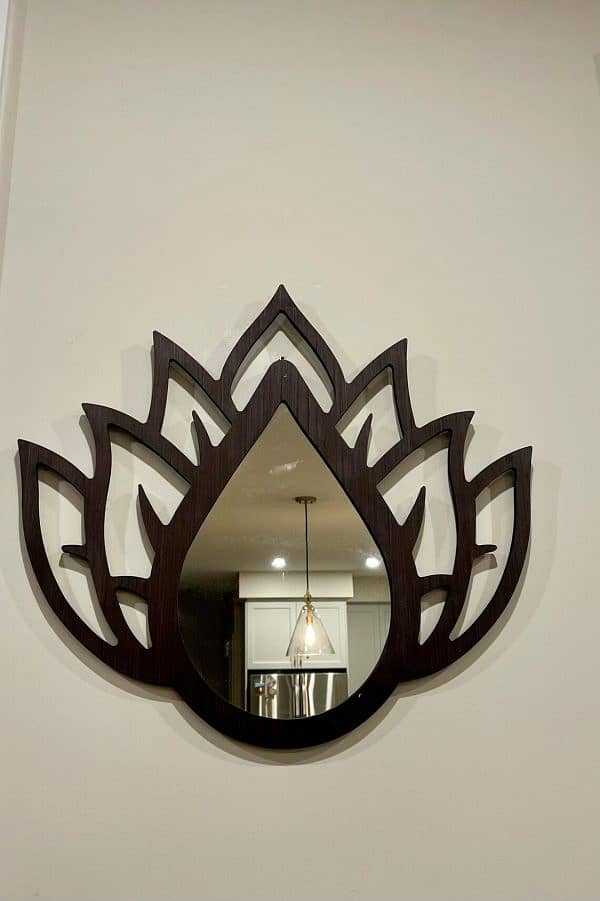 New Bold Lotus Mirror Floral Wooden Wall Decor Home Luxury Fashion 3