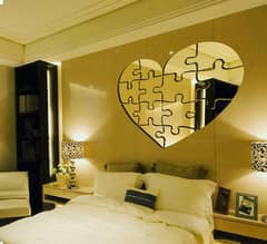 Wall Mirror Frameless Heart Puzzle Design Makeup Mirror-Free Shipping