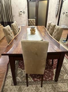 Used Solid Wood Dining Table with 8 Chairs - Excellent Condition 0