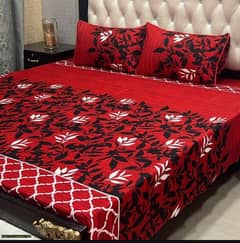 3 pcs Crystal cotton printed double bedsheet