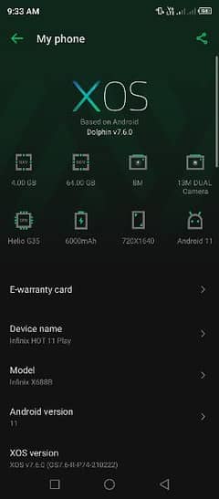 Infinix hot 11 play with box