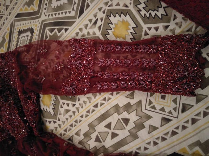 Dark Maroon Net Bridal Dress 8