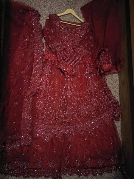 Dark Maroon Net Bridal Dress 10