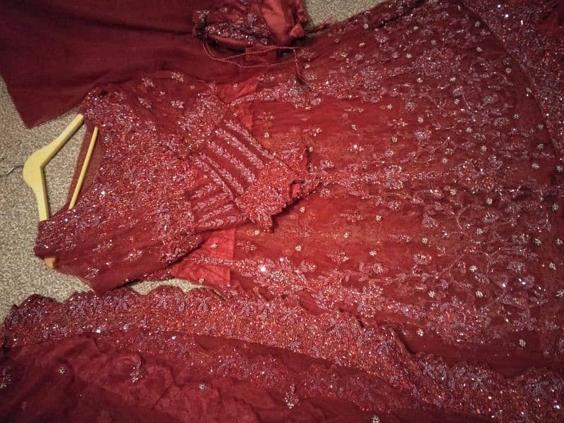 Dark Maroon Net Bridal Dress 12