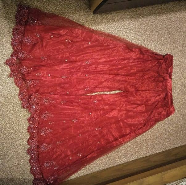 Dark Maroon Net Bridal Dress 14