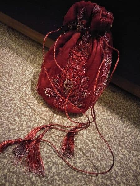 Dark Maroon Net Bridal Dress 16