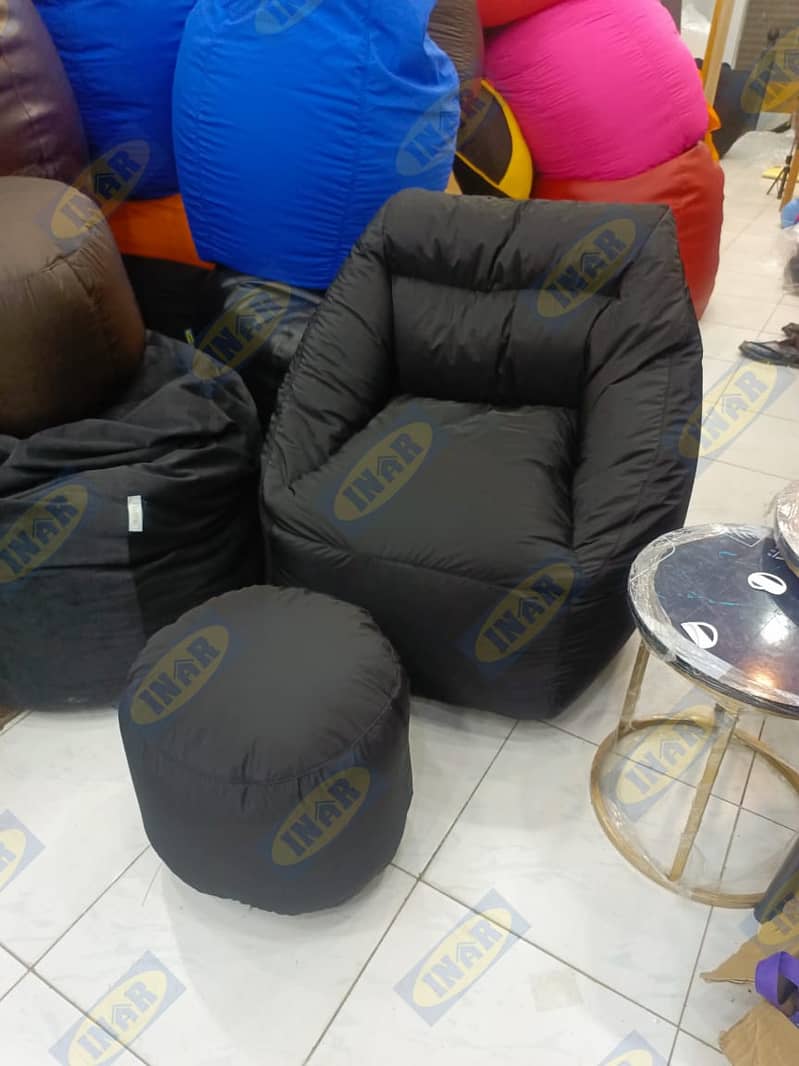 Puffy leatherite bean bag / Sofa cum bed bean bag 5