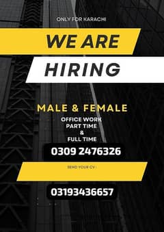 We are hiring male and female candidate