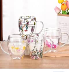 filling dry flower double wall glass cup