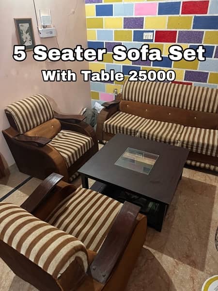 Sofa set Centre table & Iron bed 0