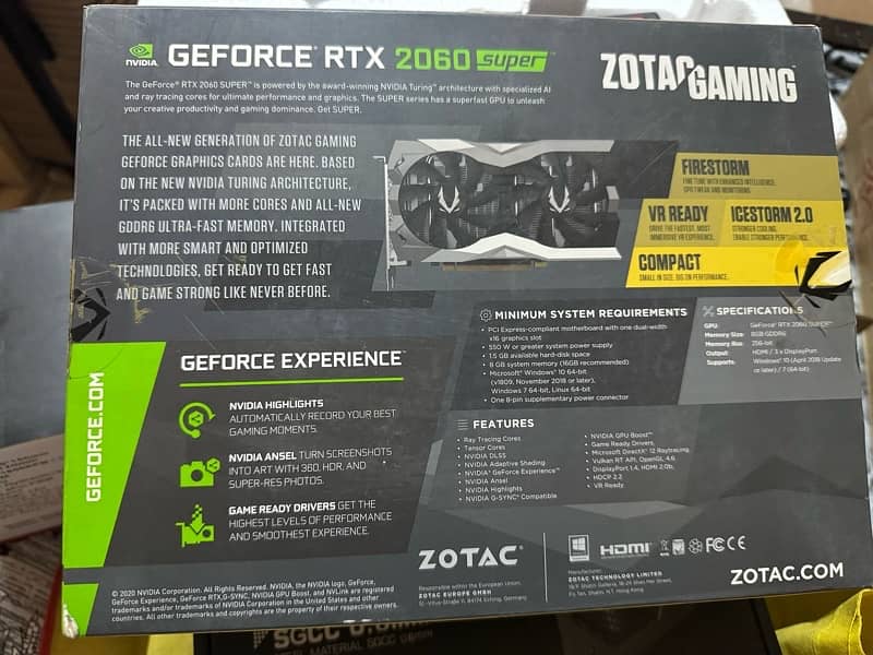 **ZOTAC GeForce RTX 2060 Super 8GB GDDR6 Gaming Graphic Card with box* 2