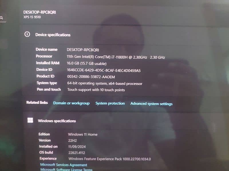 Dell Xps 9510 Core i7 11th Gen 11800h 5