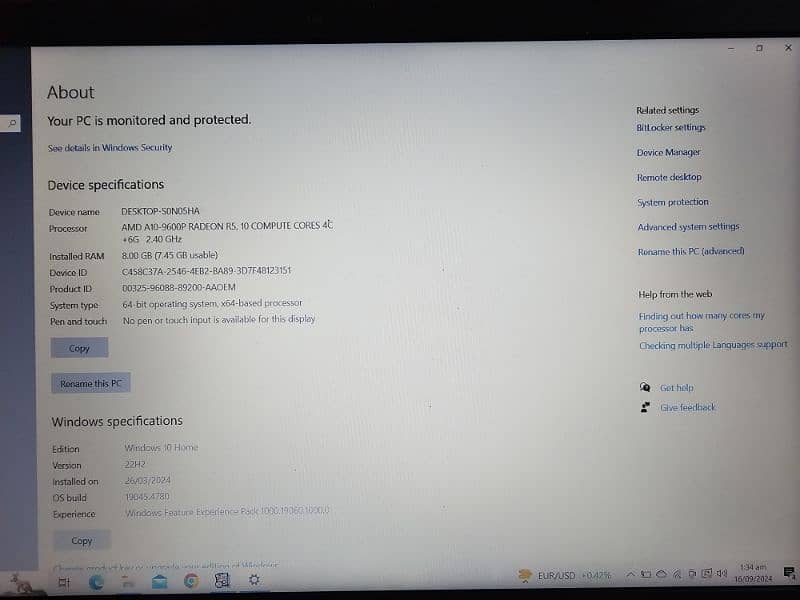 laptop AMD A10-9600P  with graphic card (2GB) 3