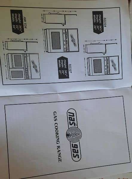 Nas Gas Cooking Range
Model  SG 327
3 Burner,Single door,Mercury glass 6