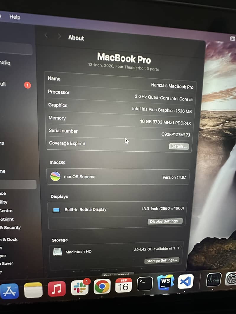 MacBook Pro -  13 inch - 2020 - 16gb Ram - 1TB SSD 6